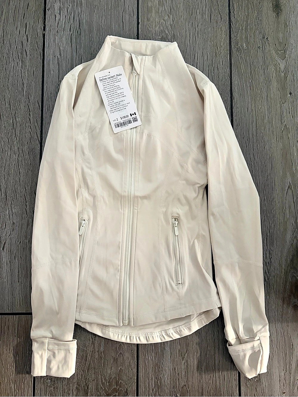 Define Jacket Cream Zip Front Jacket
